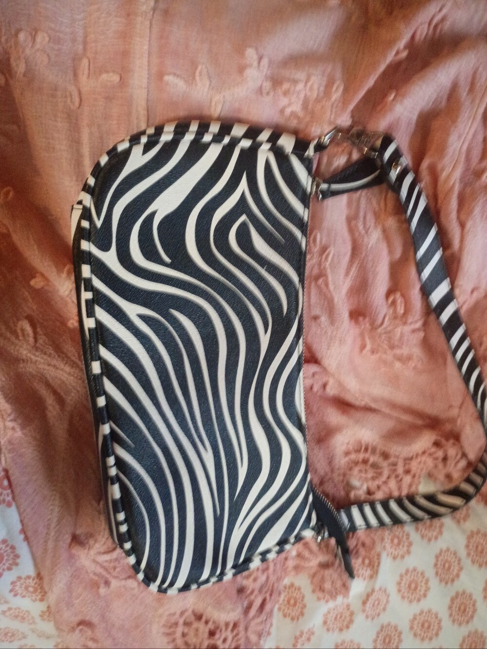 5.5x11 Black & White Zebra Print Crossbody Bag